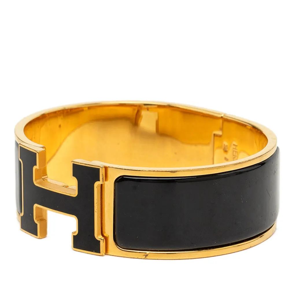Hermès Wide Enamel Clic Clac H Bracelet PM Black Enamel Very good - Back View