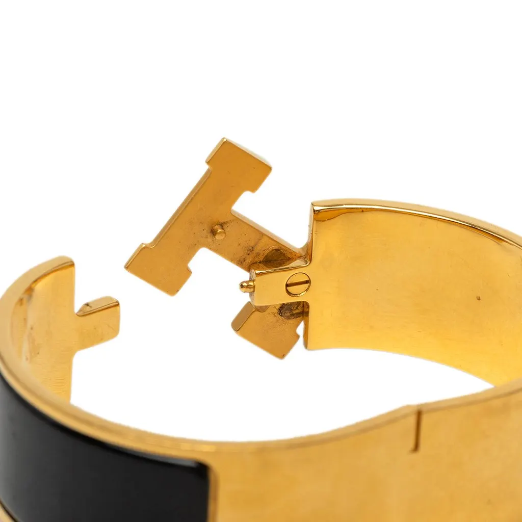 Hermès Wide Enamel Clic Clac H Bracelet PM Black Enamel Very good - Model View