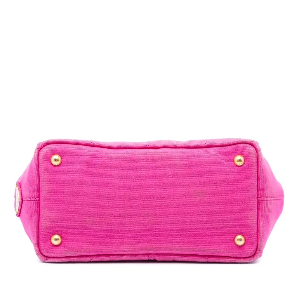 Prada Small Canvas Canapa Logo Tote Pink Good - Inside View