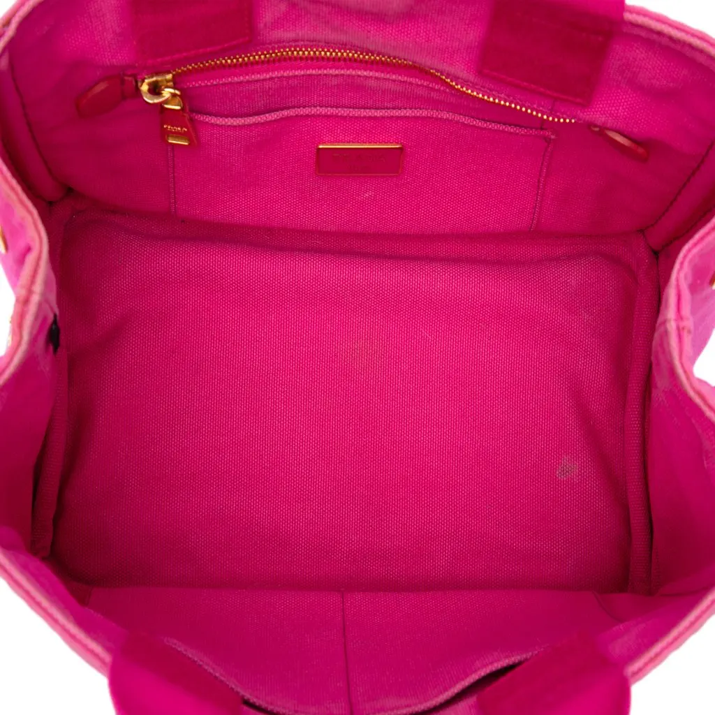 Prada Small Canvas Canapa Logo Tote Pink Good - Model View