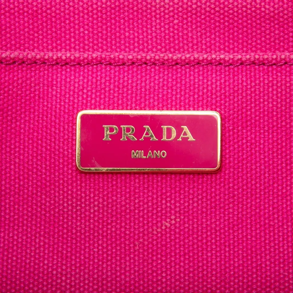 Prada Small Canvas Canapa Logo Tote Pink Good - Box View
