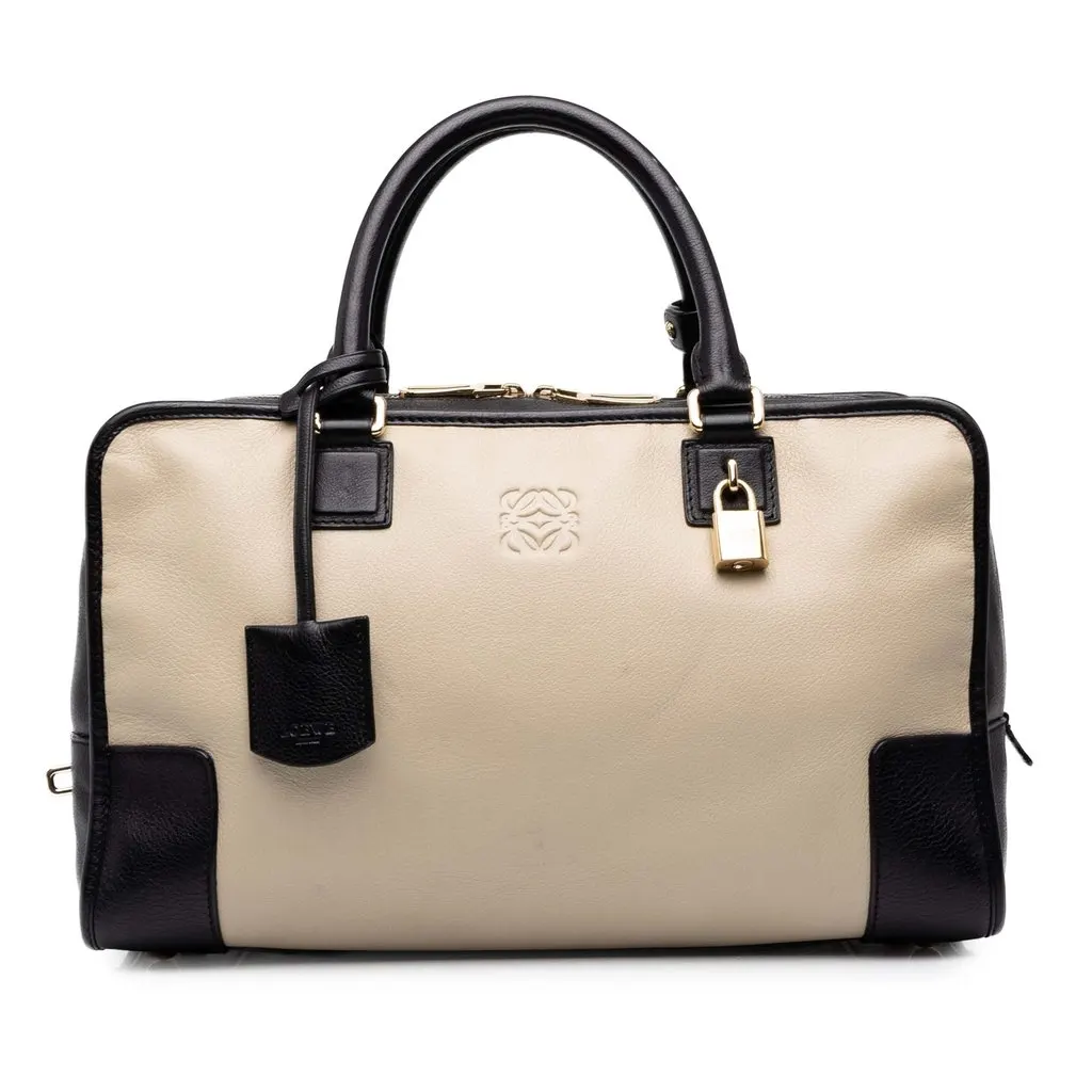 Loewe Bicolor Leather Amazona 36 Beige Leather Good - Front View
