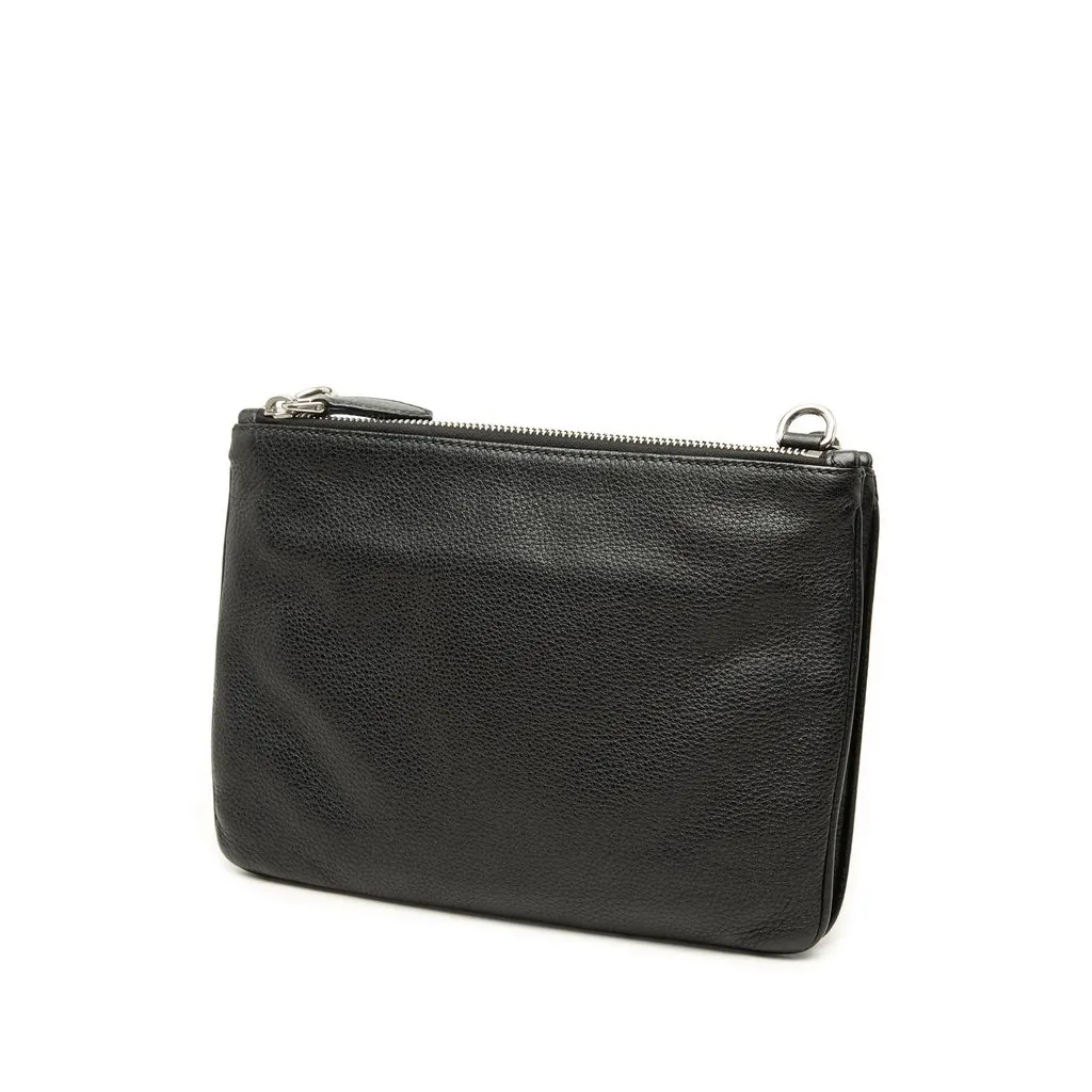 Prada Vitello Phenix Double Zip Crossbody Black Leather Very good - Back View
