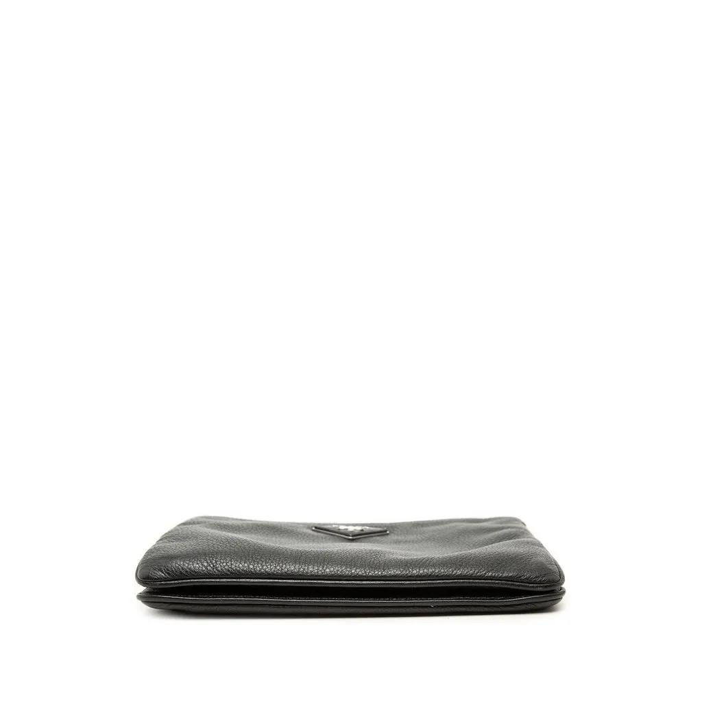 Prada Vitello Phenix Double Zip Crossbody Black Leather Very good - Inside View