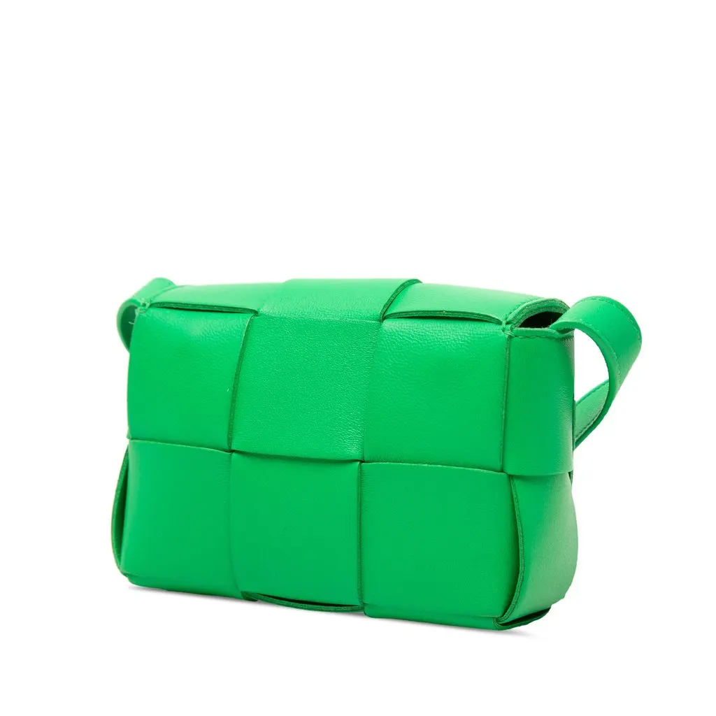 Bottega Veneta Candy Nappa Intrecciato Cassette Crossbody Green Leather Very good - Back View