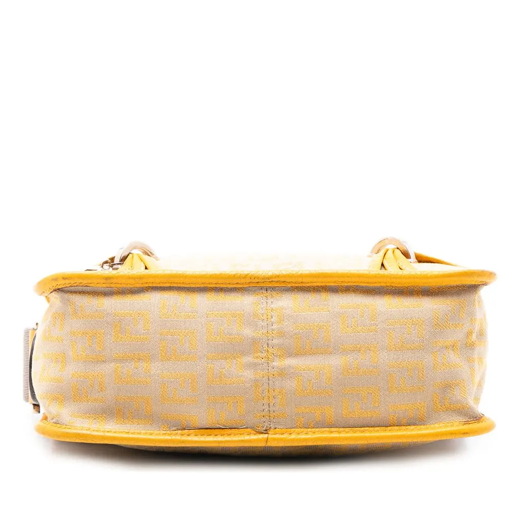 Fendi Zucchino Canvas F Charm Crossbody Beige Very good - Inside View