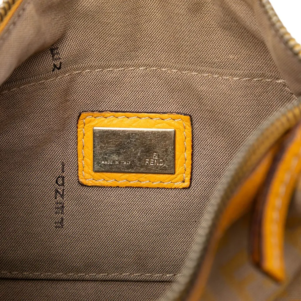 Fendi Zucchino Canvas F Charm Crossbody Beige Very good - Box View