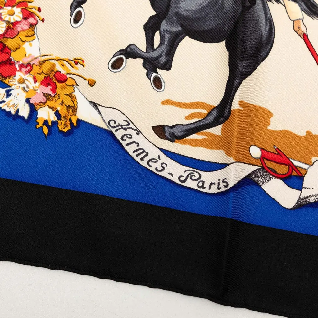 Hermès Plaza de Toros Silk Scarf 90 Beige Very good - Model View