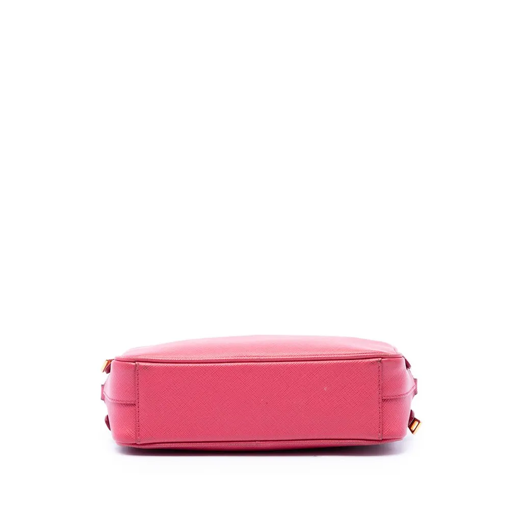 Prada Mini Saffiano Double Zip Camera Bag Pink Leather Very good - Inside View