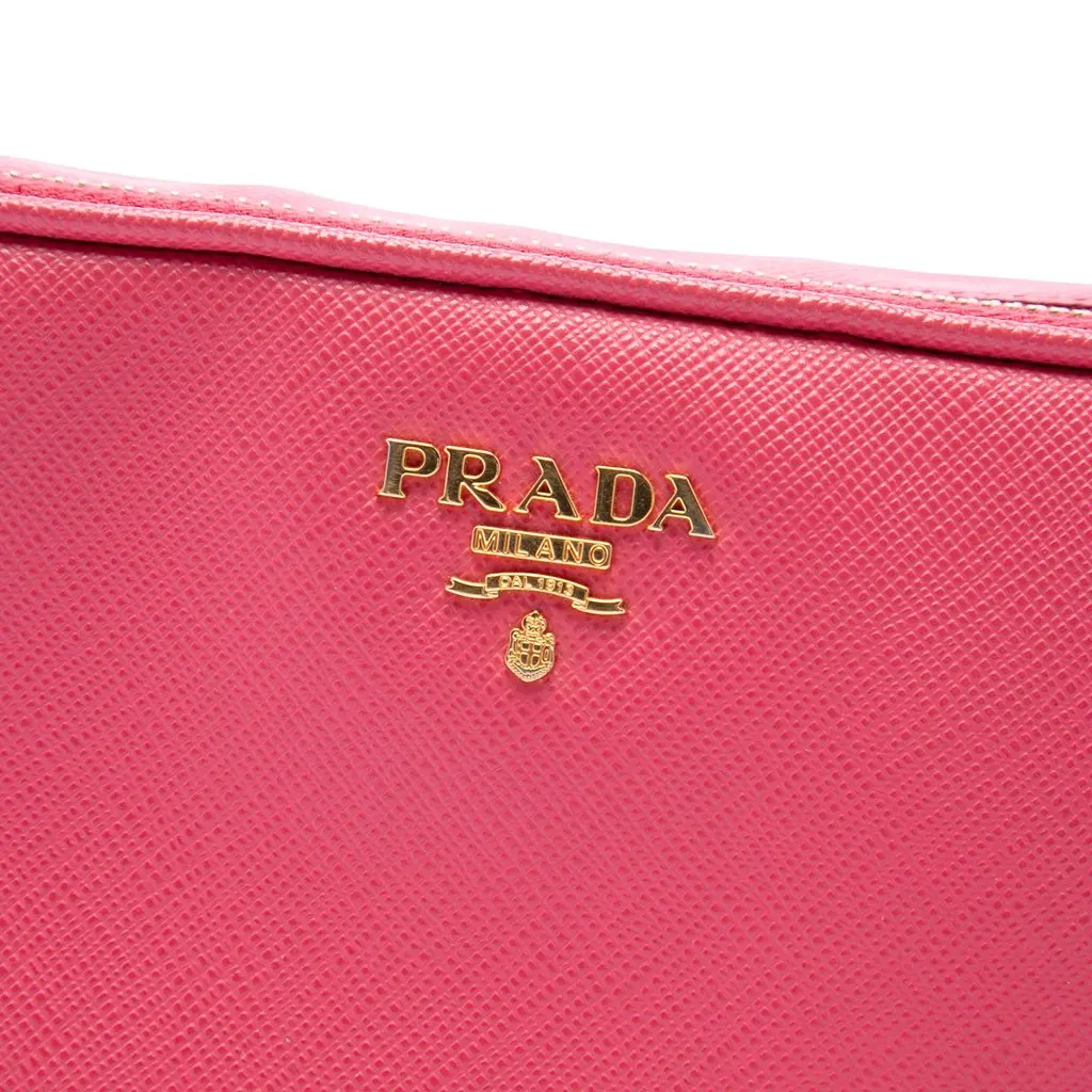 Prada Mini Saffiano Double Zip Camera Bag Pink Leather Very good - Box View