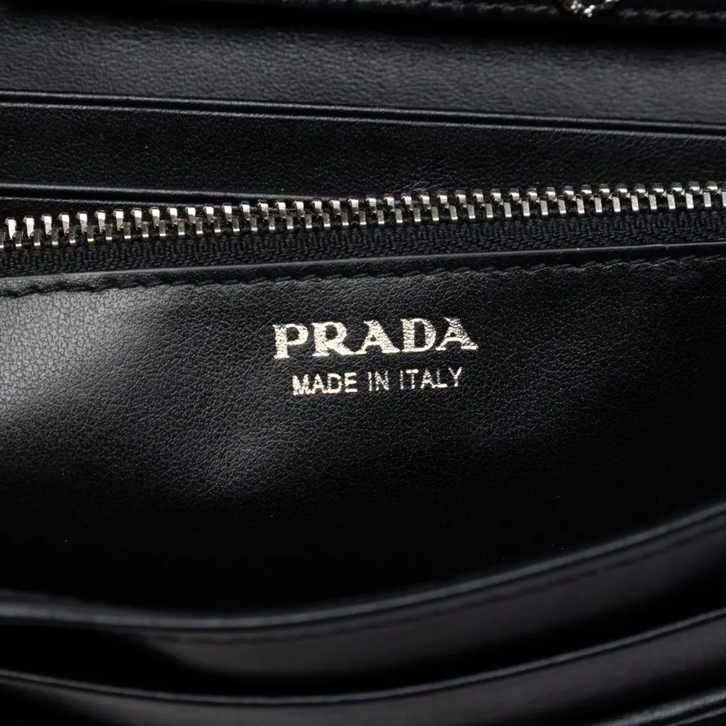 Prada Tessuto Grommet Wallet On Chain Black Very good - Box View