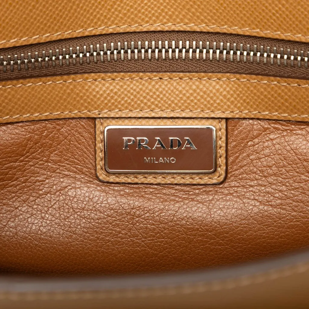Prada Saffiano Buckle Messenger Bag Brown Leather Very good - Box View