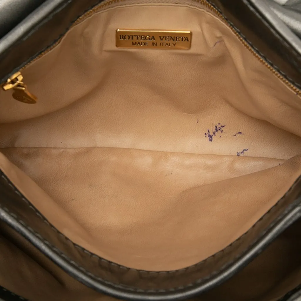 Bottega Veneta Metallic Nappa Intrecciato Flap Silver Leather Very good - Model View