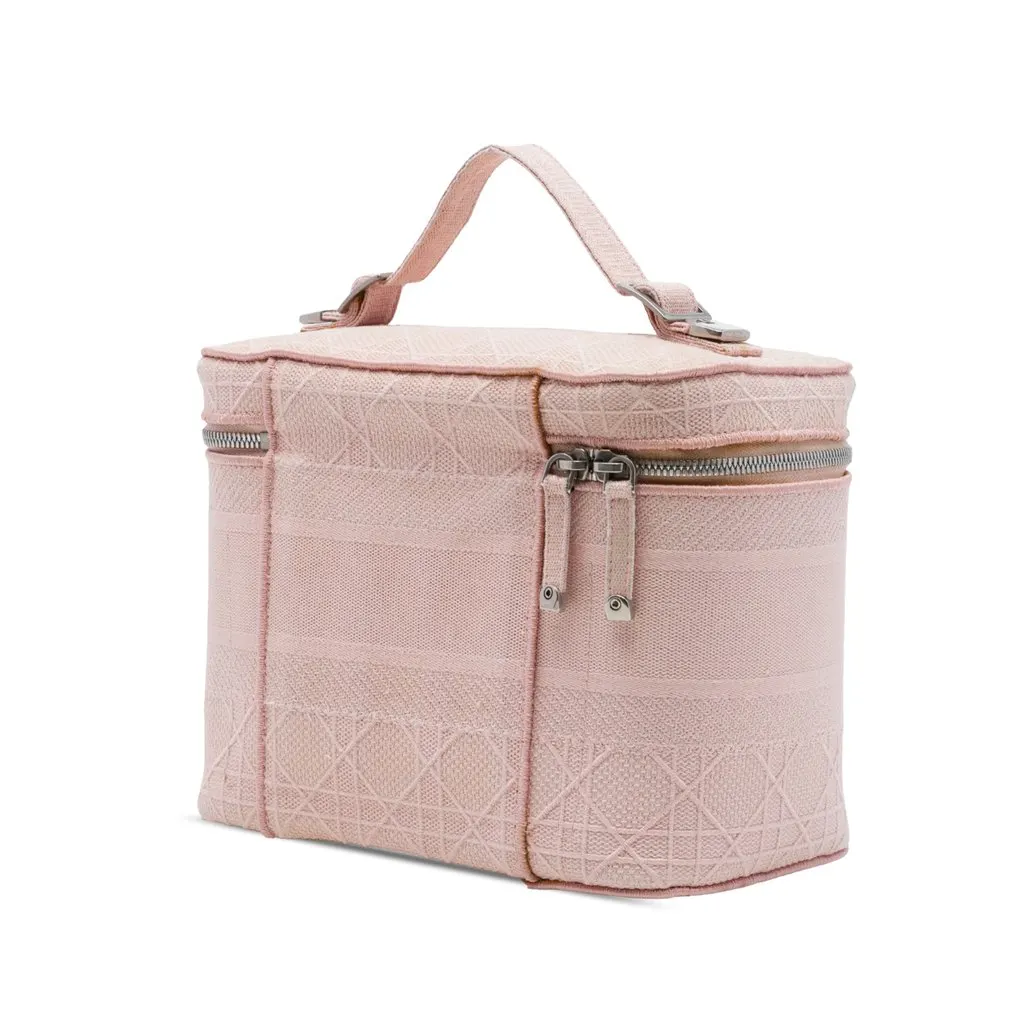 Dior Diortravel Canvas Cannage D Lite Vanity Case Pink Very good - Back View