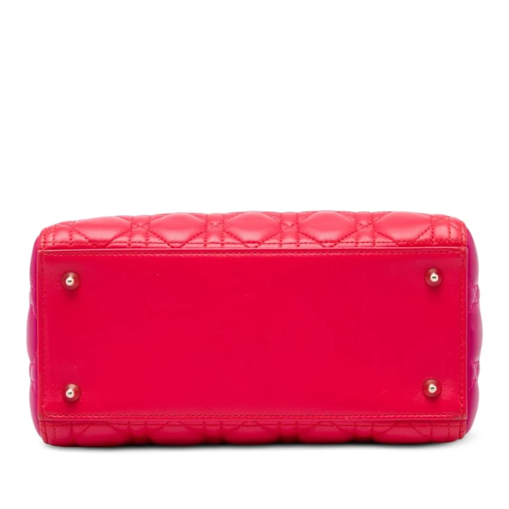 Dior Medium Bicolor Lambskin Cannage Lady Dior Red Leather Very good - Inside View