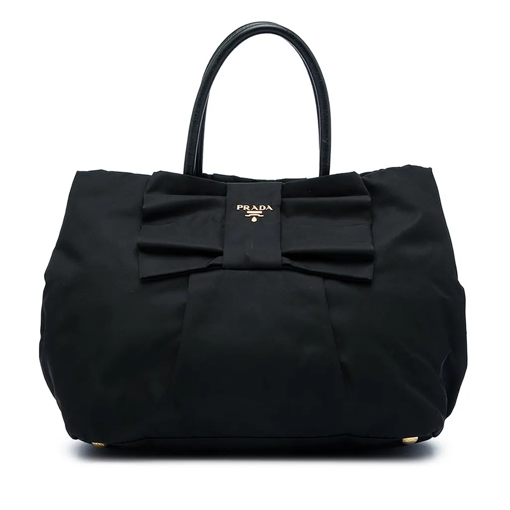 Prada Tessuto Fiocco Bow Tote Black Very good - Front View