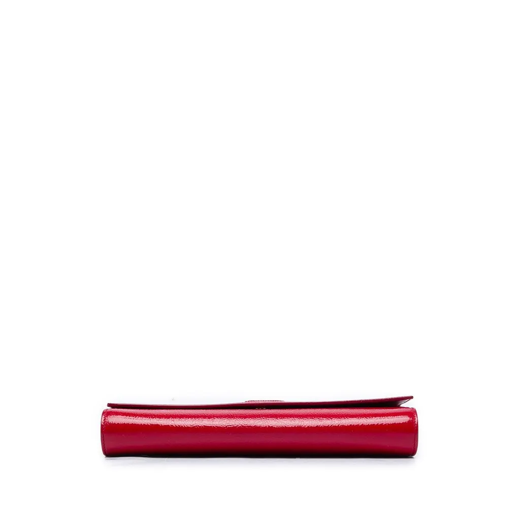 Saint Laurent Large Textured Patent Monogram Belle De Jour Clutch Red Leather Good - Inside View