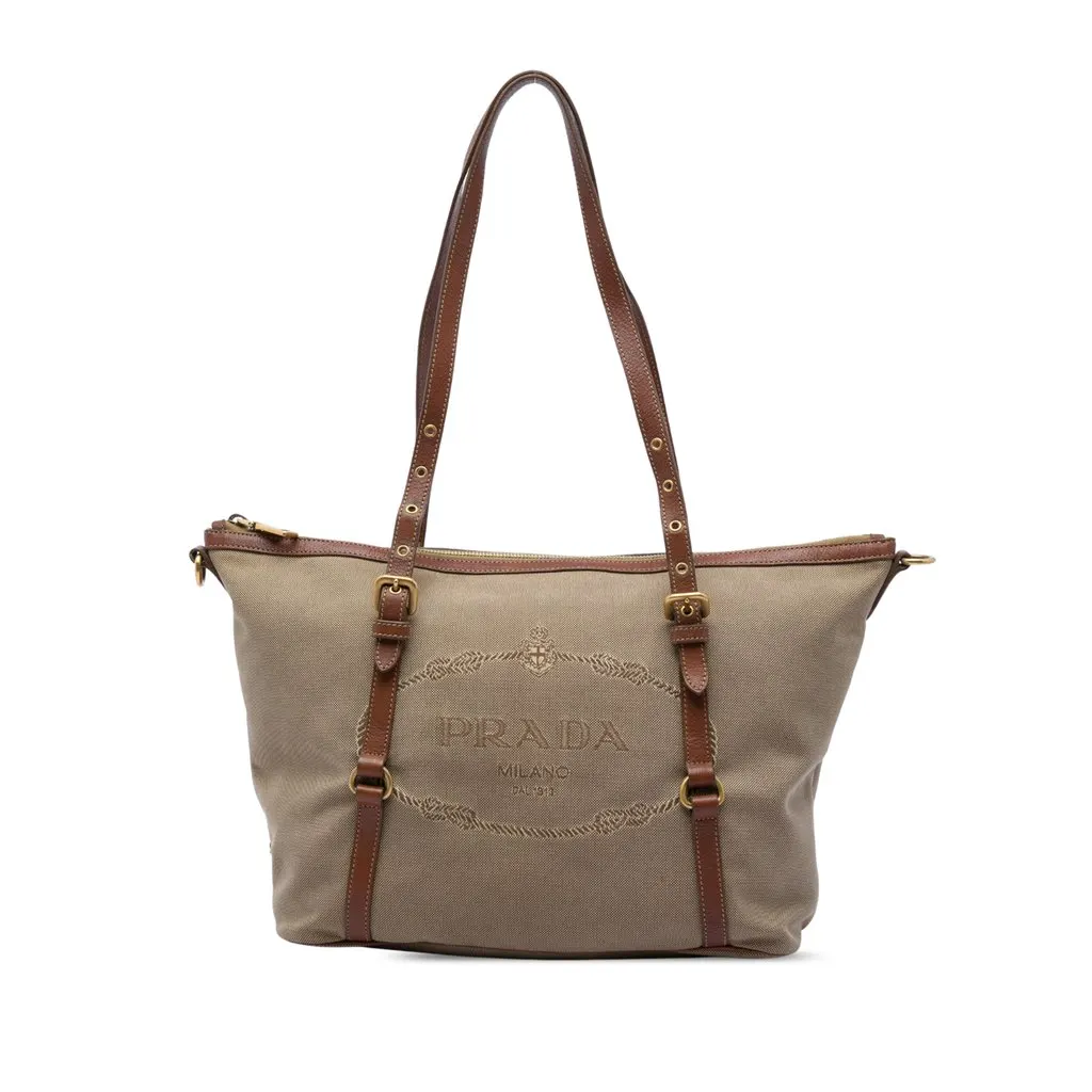 Prada Canvas Canapa Logo Tote Brown Canvas Very good - Front View