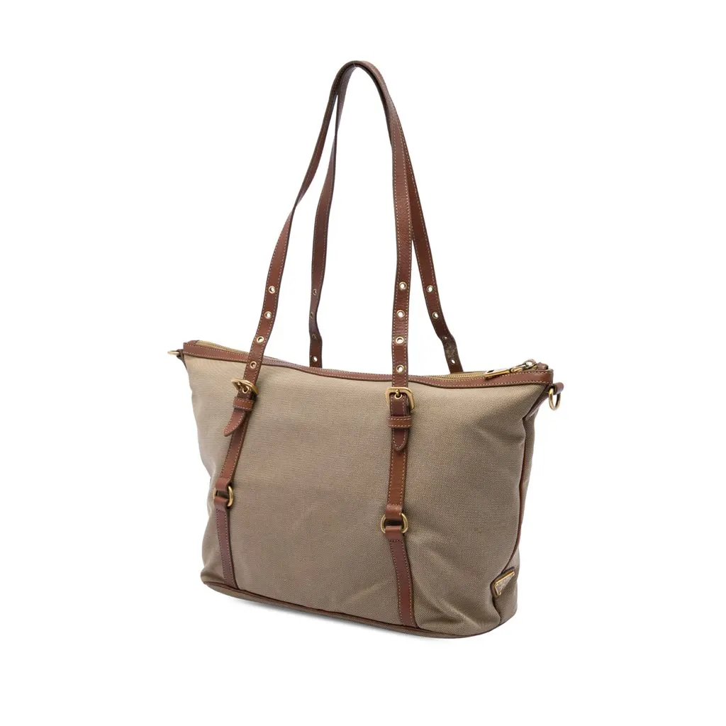 Prada Canvas Canapa Logo Tote Brown Canvas Very good - Back View