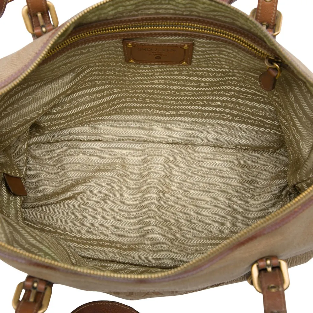 Prada Canvas Canapa Logo Tote Brown Canvas Very good - Model View