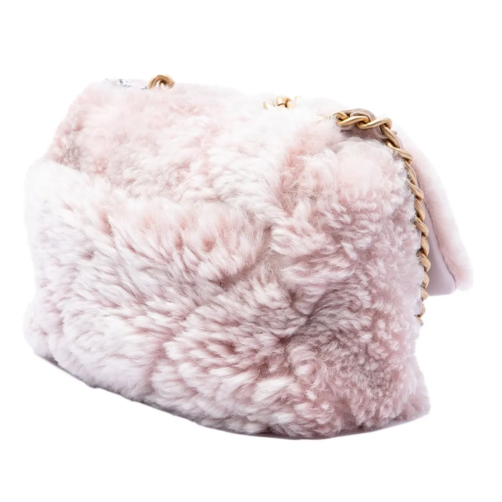 Chanel Medium Shearling 19 Flap Pink Shearling Very good - Back View