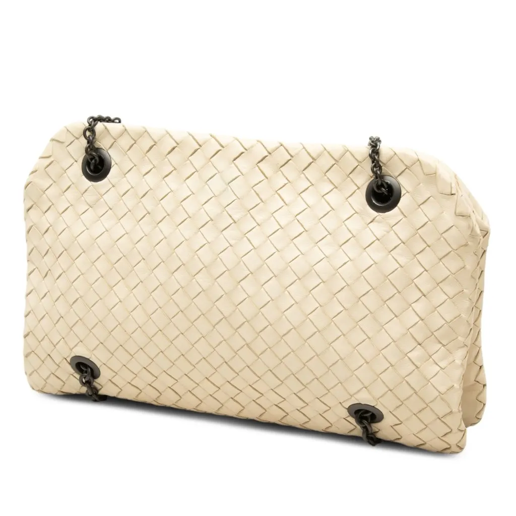 Bottega Veneta Nappa Intrecciato Duo Shoulder Bag White Leather Good - Back View
