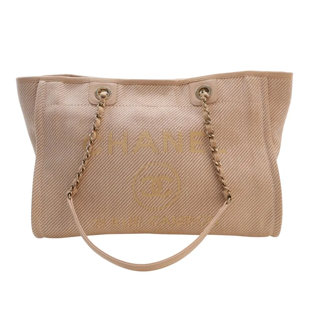 Chanel Small Mixed Fibers Deauville Tote Beige Very good - Front View