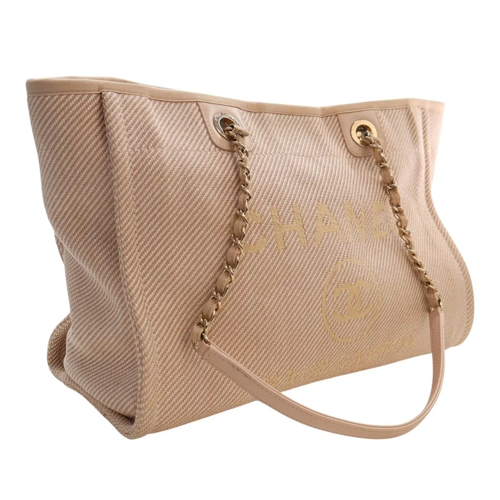 Chanel Small Mixed Fibers Deauville Tote Beige Very good - Back View