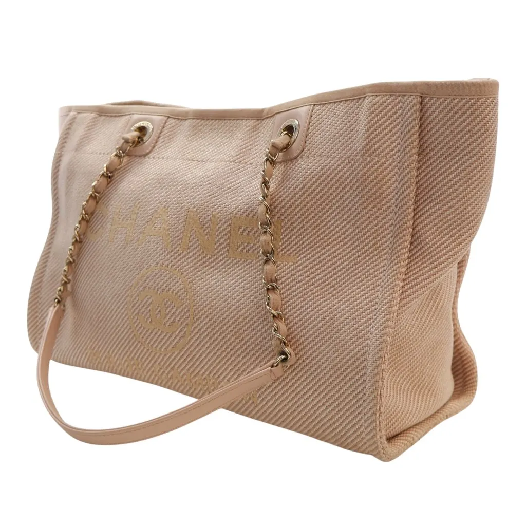 Chanel Small Mixed Fibers Deauville Tote Beige Very good - Inside View