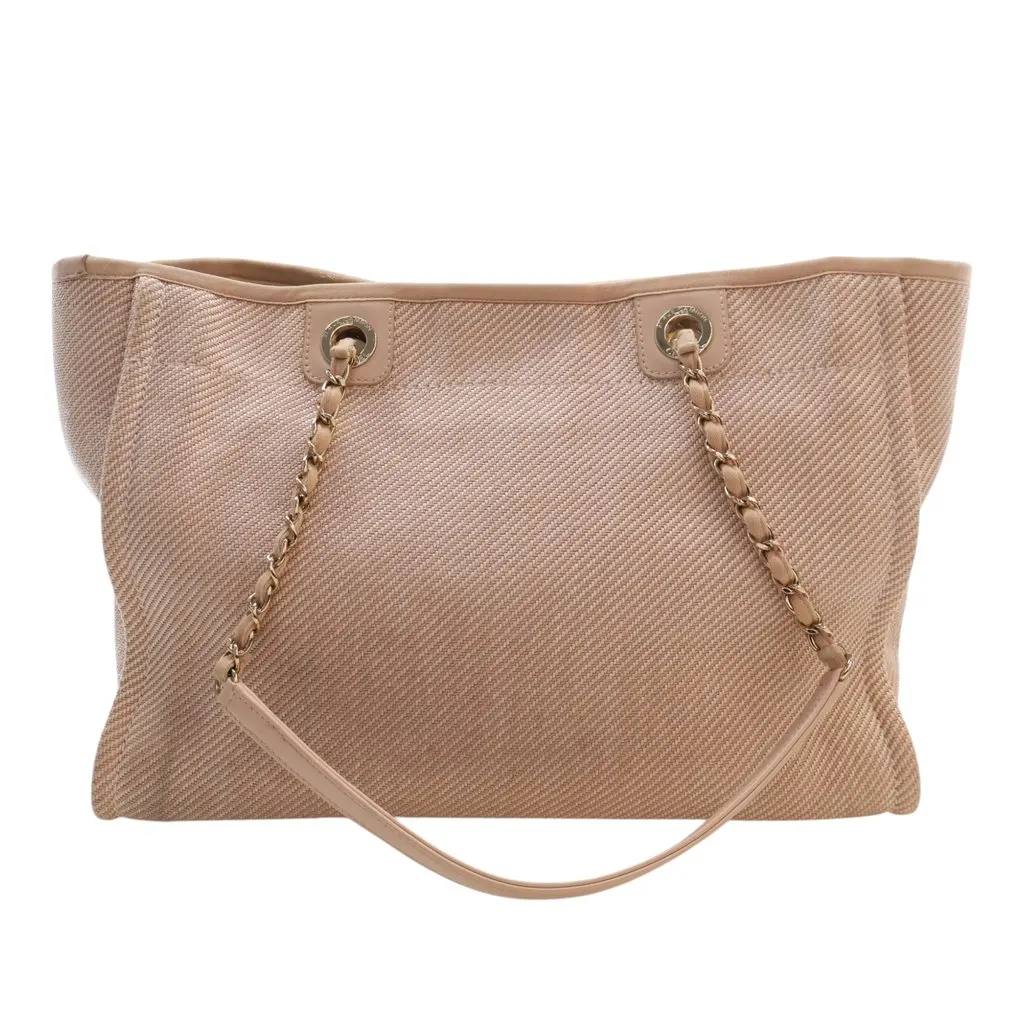 Chanel Small Mixed Fibers Deauville Tote Beige Very good - Model View