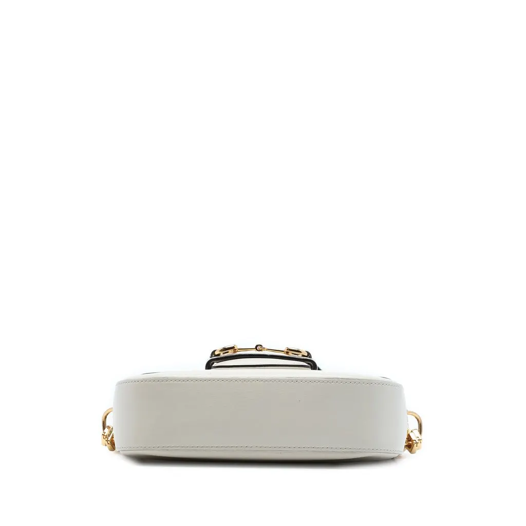 Gucci Small Calfskin Web Horsebit 1955 Crossbody White Leather Very good - Inside View
