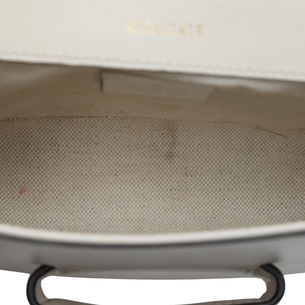 Gucci Small Calfskin Web Horsebit 1955 Crossbody White Leather Very good - Model View