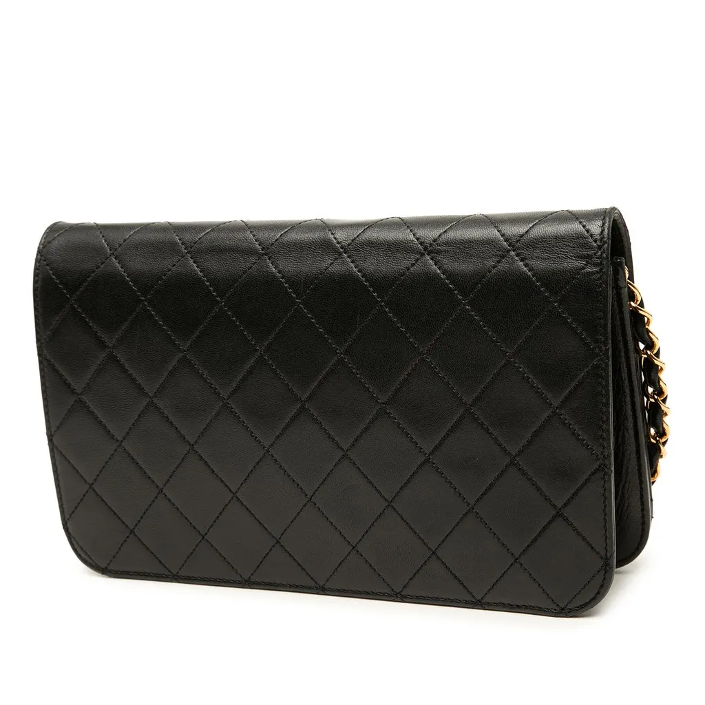 Chanel Medium CC Quilted Lambskin Full Flap Black Leather Good - Back View
