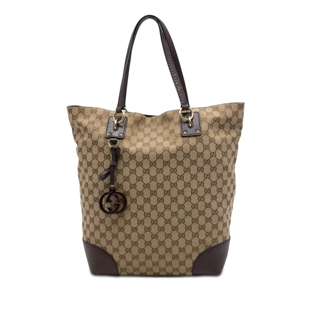 Gucci Large GG Canvas GG Charm Tote Beige Very good - Front View