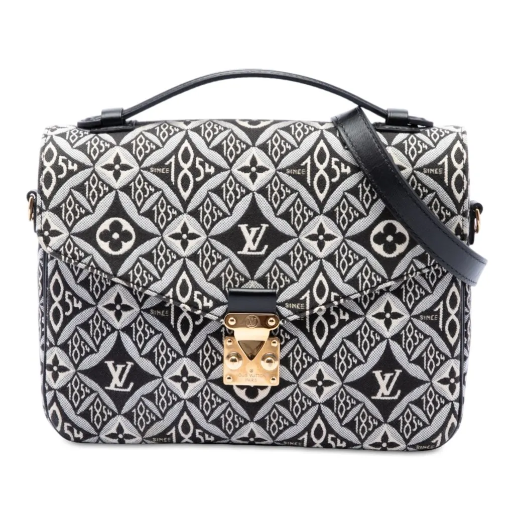 Louis Vuitton Monogram Jacquard Since 1854 Pochette Metis Black Canvas Very good - Front View