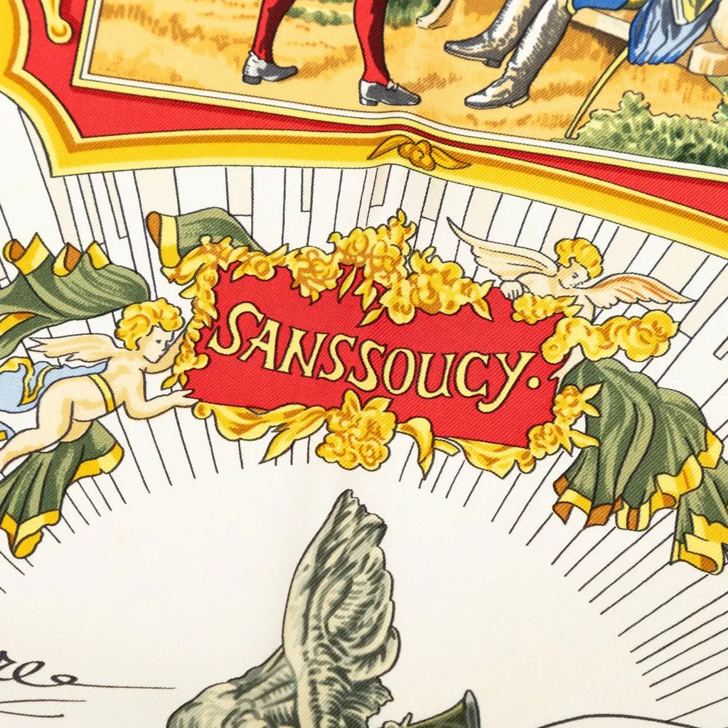 Hermès Sanssoucy Silk Scarf 90 Black Silk Very good - Box View