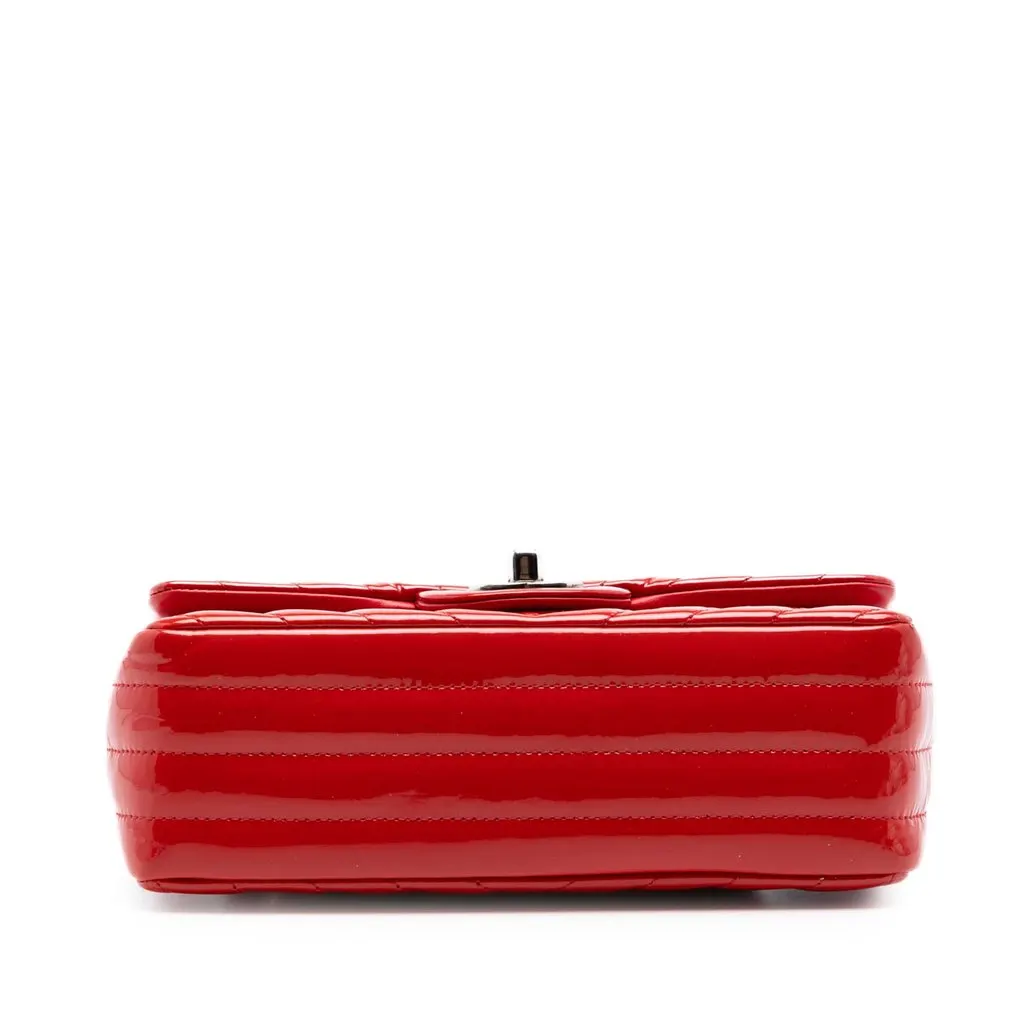 Chanel Mini Rectangular Classic Chevron Patent Single Flap Red Leather Very good - Inside View