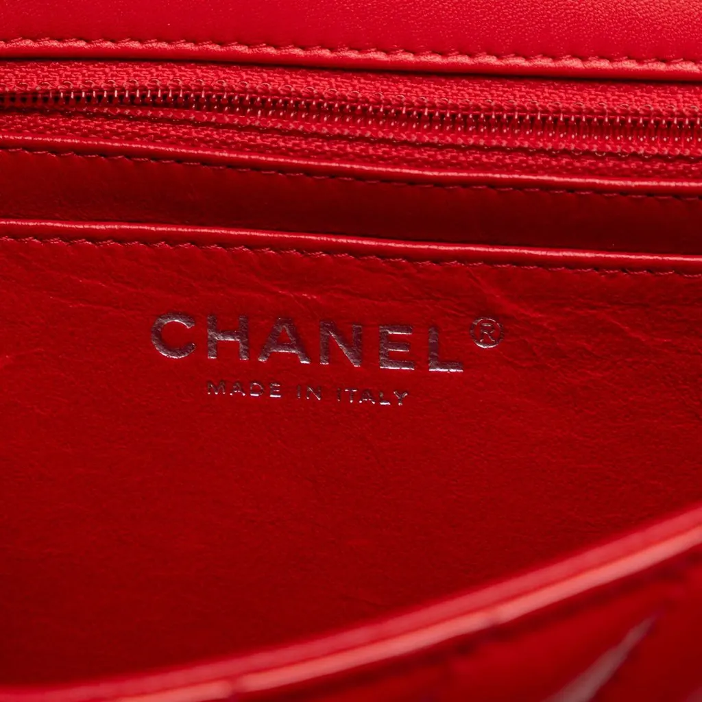 Chanel Mini Rectangular Classic Chevron Patent Single Flap Red Leather Very good - Box View