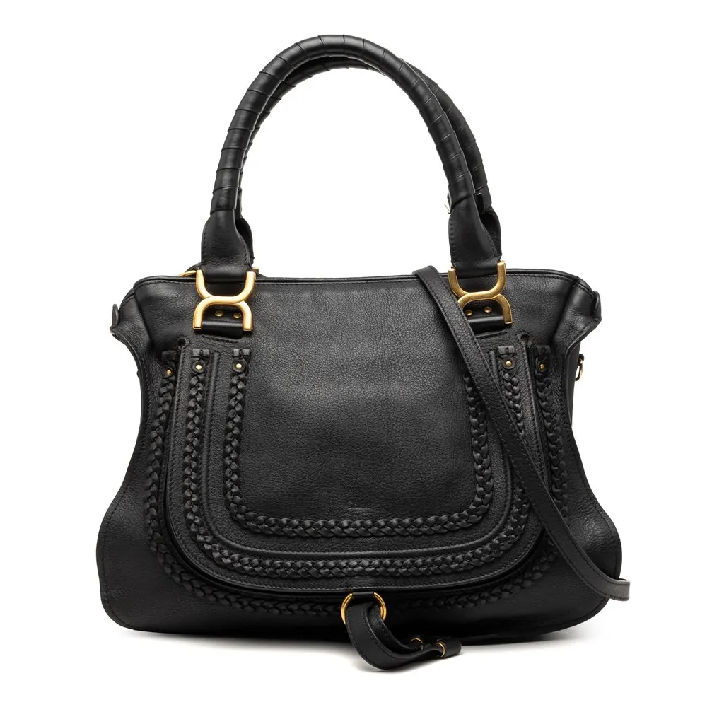 Chloé Medium Leather Marcie Satchel Black Leather Very good - Front View