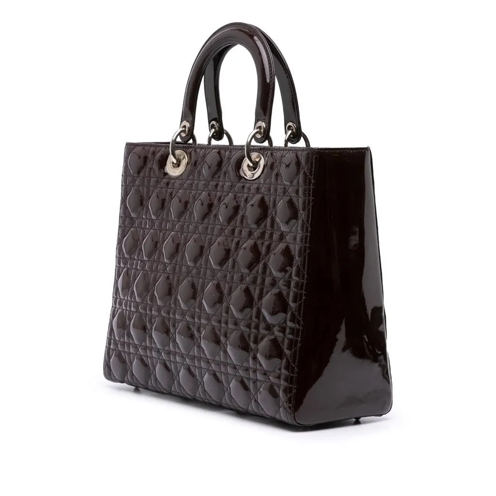 Dior Large Patent Cannage Lady Dior Red Leather Good - Back View