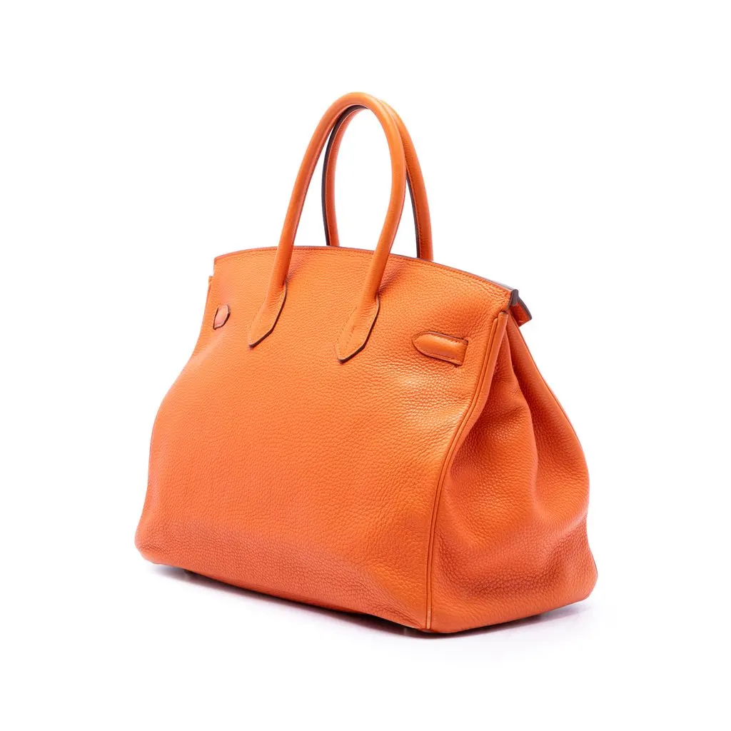 Hermès Togo Birkin Retourne 35 Orange Leather Good - Back View