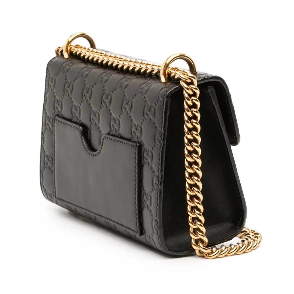 Gucci Small Guccissima Padlock Crossbody Black Leather Very good - Back View
