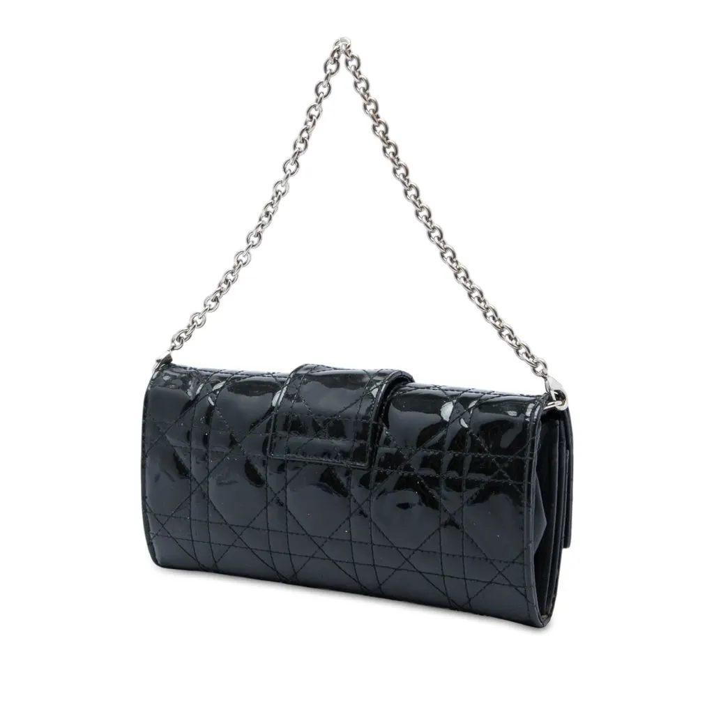 Dior Patent Cannage Miss Dior Wallet on Chain Black Leather Good - Back View