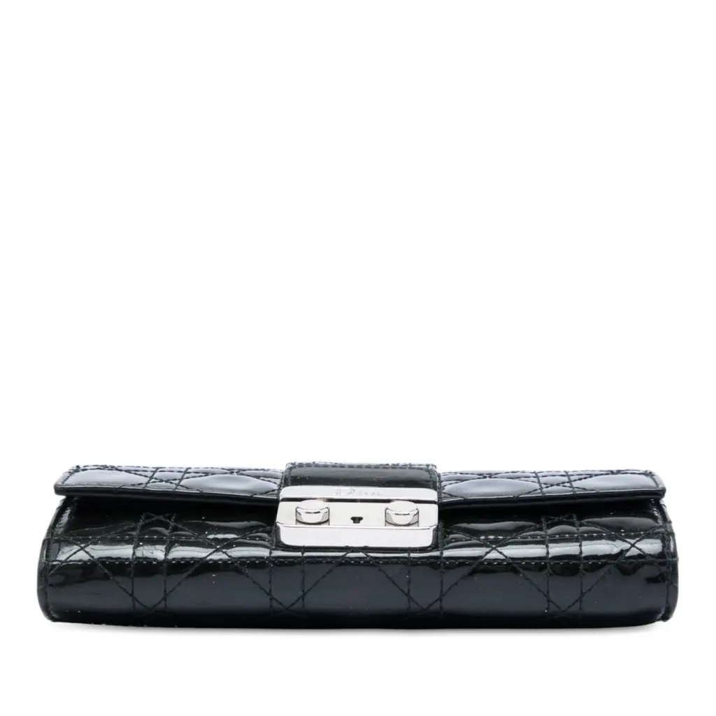 Dior Patent Cannage Miss Dior Wallet on Chain Black Leather Good - Inside View