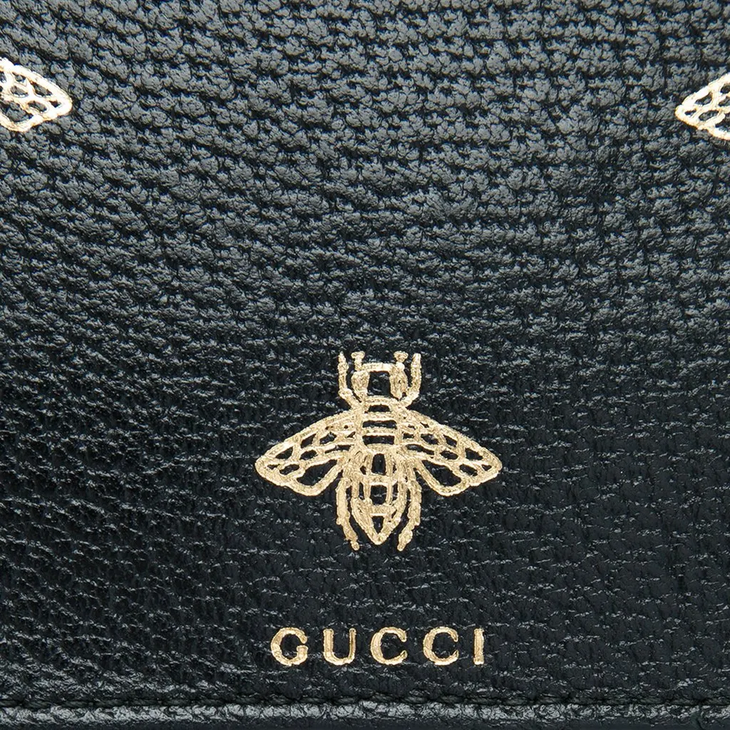 Gucci Calfskin Bee Star Clutch Black Leather Very good - Box View