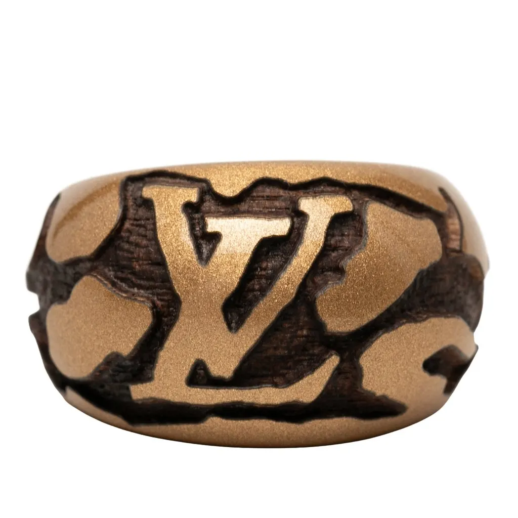 Louis Vuitton Lacquered Wood Leomonogram Ring S Gold Very good - Front View