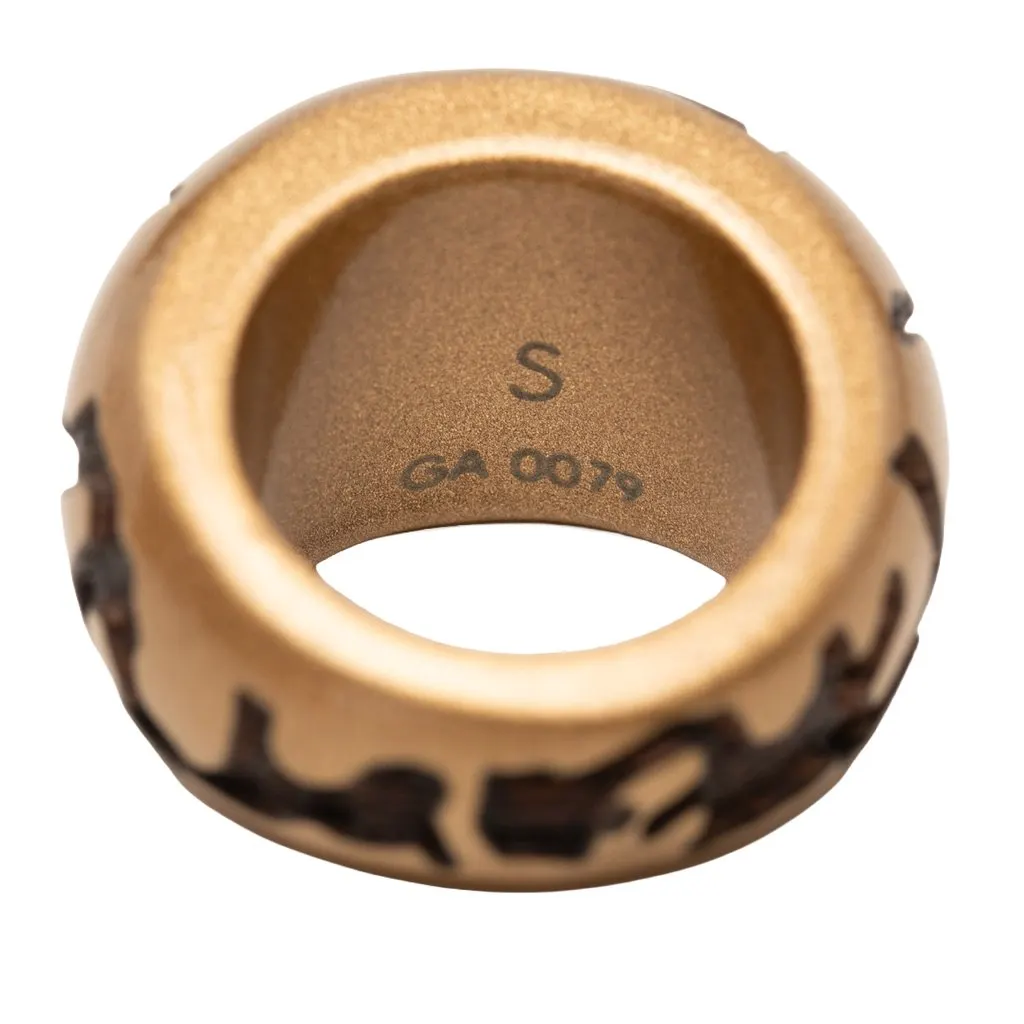Louis Vuitton Lacquered Wood Leomonogram Ring S Gold Very good - Model View