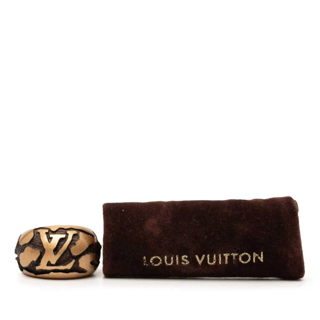 Louis Vuitton Lacquered Wood Leomonogram Ring S Gold Very good - Box View