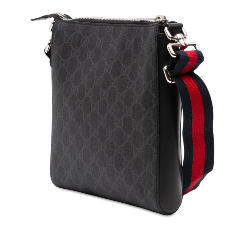 Gucci Small GG Supreme Web Messenger Bag Black Very good - Back View