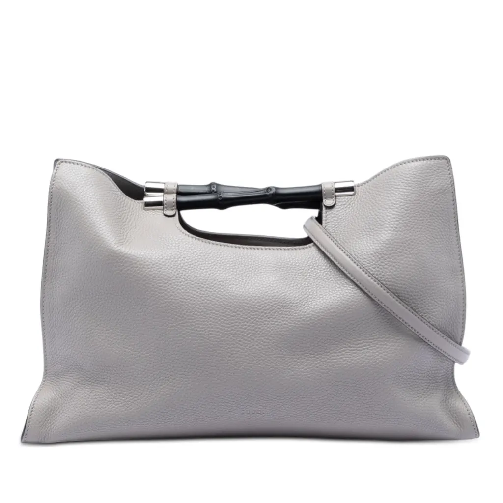 Gucci Medium Calfskin Bamboo Daily Shopper Satchel MultiColor Leather Very good - Front View